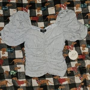 Milk & Honey Light Blue Puff Sleeve Blouse